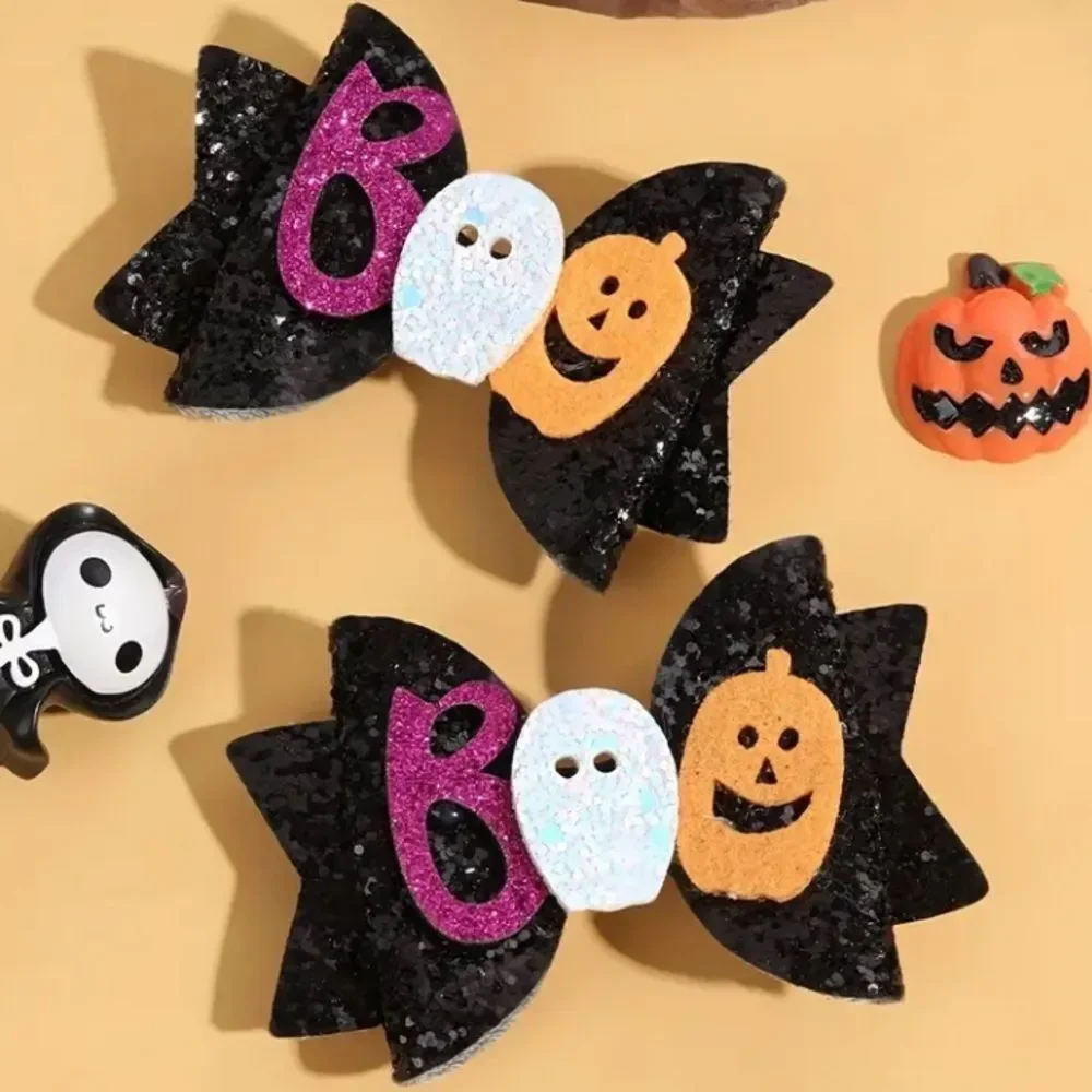 Halloween Black BOO Hair Clip Bows